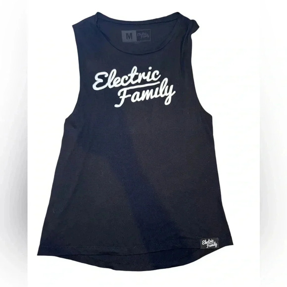 Electric Family Tops - Electric Family Womens Black Tank Top, Size medium